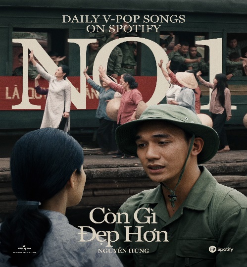 Có thể là hình ảnh về 8 người và văn bản cho biết 'DAILY AILYV-POP DAILYV-POPS V-POP SONGS ONSPOTIFY NO1 ON SPOTIFY EL SLE CònGì Còn Gì Đẹp Hơn ĐẹpHơn H NGUYỄN NGUYỄNHÜNG HÙNG Spotify'
